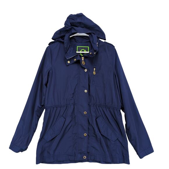 C Wonder Women's M Navy Full Zip Jacket w/ Hood, Gold Hardware, Coastal Preppy - Picture 1 of 6